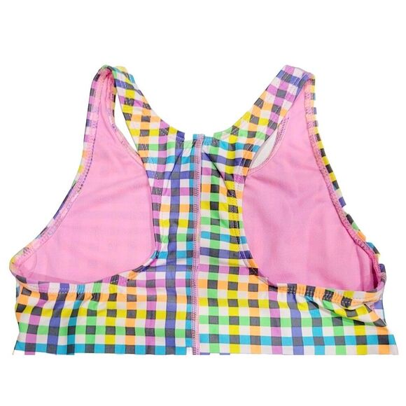 TYR DuraFast Lite Girls SUNSET PLAID Maxfit 1pc Swimsuit Dk Violet Pink Size 12 - Picture 6 of 15